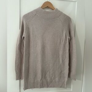 NIC+ZOE Textured Oatmeal Mock Neck Sweater | Neutral Knit | closet staple XS